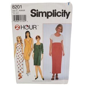 Simplicity Womens Pullover Knit Dress Sewing Pattern Size 18 20 22 UNCUT 2 Hour